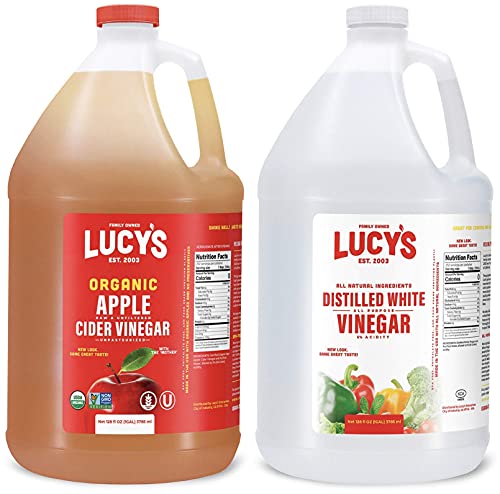 Lucy's Family Owned - Organic Apple Cider Vinegar & Natural White Vinegar Bundle (128oz Bottles - 2 Total)