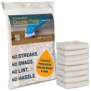 MaKRS Double Thick Stain Pad: Cut-to-Size Wood Stain applicator for Woodworking. Microfiber Cloth Over Foam core. (1 Pads = 6-8 applicators) Streak, Snag, & Lint Free Use with Wipe on Poly, Gel Stain