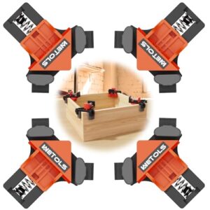 WETOLS Corner Clamp, 90 Degree Right Angle Clamp for Woodworking,4Pcs Fast Adjustable Quick Spring Loaded Woodworking Clamp, Gifts for Dad, Birthday Gifts for Men, Photo Framing-Orange